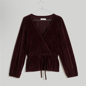 Madewell Corduroy Tie-Front Faux Wrap Top